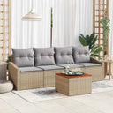 vidaXL Tuinbank Set met opslag 5 pcs Zwart en Crème poly rattan