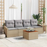 vidaXL Tuinbank Set met opslag 5 pcs Zwart en Crème poly rattan