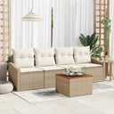 vidaXL Tuinbank Set met opslag 5 pcs Zwart en Crème poly rattan