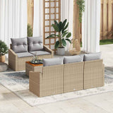 vidaXL Tuinbank Set met opslag 6 pcs Zwart en Crème poly rattan