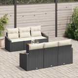 vidaXL Garden Sofa Set with Storage 7 pcs Black and Cream poly rattan
