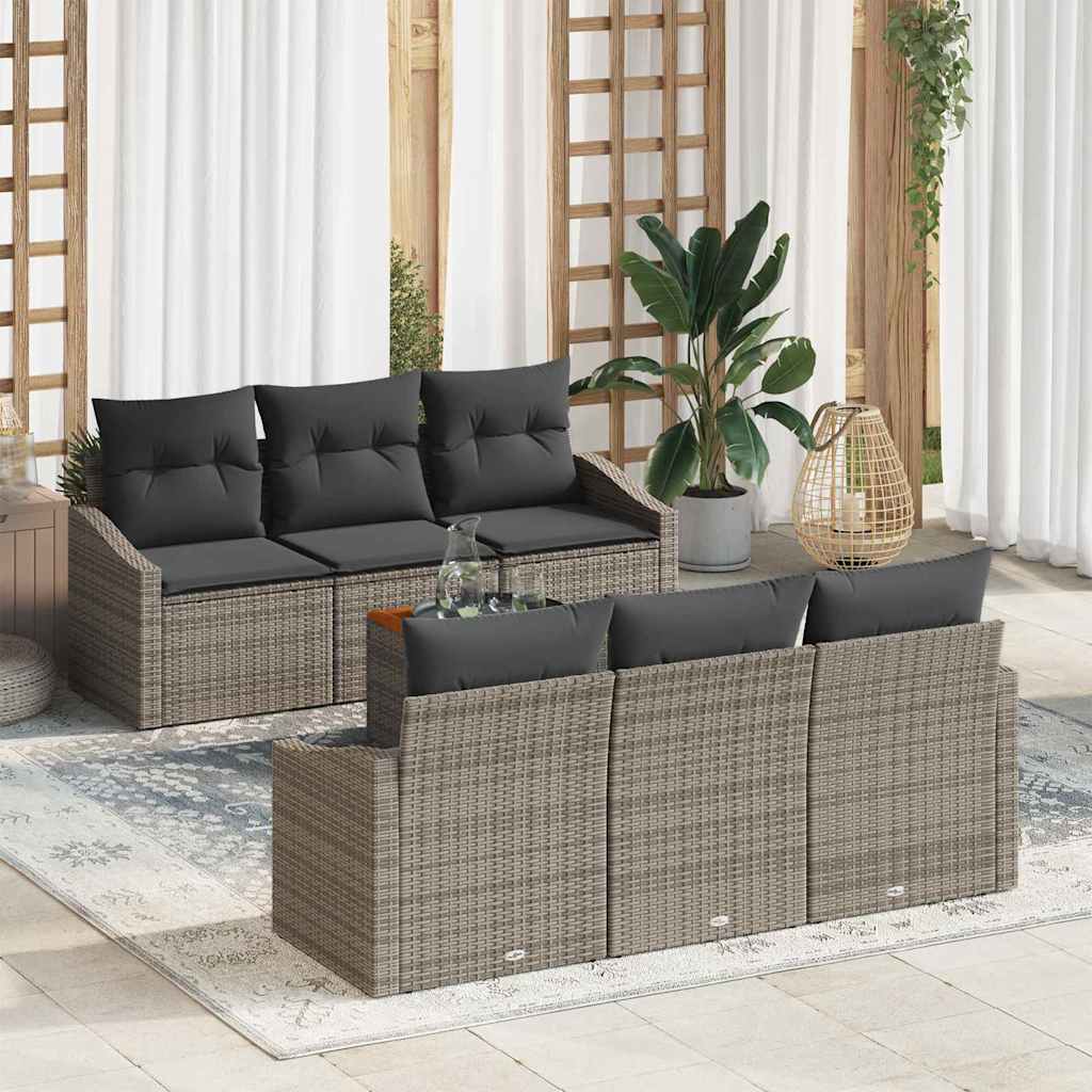 vidaXL Garden Sofa Set with Storage 7 pcs Black and Cream poly rattan