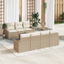 vidaXL Tuinbank Set met opslag 8 pcs Zwart en Crème poly rattan