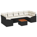 vidaXL Tuinbank Set met opslag 8 pcs Zwart en Crème poly rattan