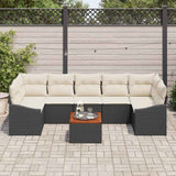 vidaXL Tuinbank Set met opslag 8 pcs Zwart en Crème poly rattan