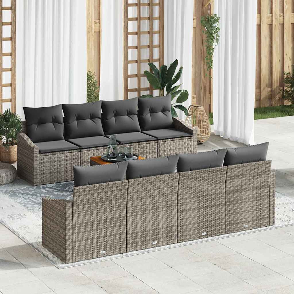 vidaXL Tuinbank Set met opslag 9 pcs Zwart en Crème poly rattan