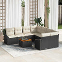 vidaXL Tuinbank Set met opslag 9 pcs Zwart en Crème poly rattan