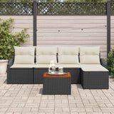 vidaXL Tuinbank Set met opslag 6 pcs Zwart en Crème poly rattan