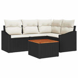 vidaXL Tuinbank Set met opslag 5 pcs Zwart en Crème poly rattan