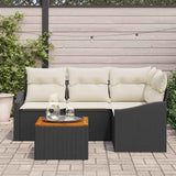 vidaXL Tuinbank Set met opslag 5 pcs Zwart en Crème poly rattan
