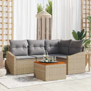 vidaXL Tuinbank Set met opslag 5 pcs Zwart en Crème poly rattan