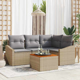 vidaXL Tuinbank Set met opslag 5 pcs Zwart en Crème poly rattan