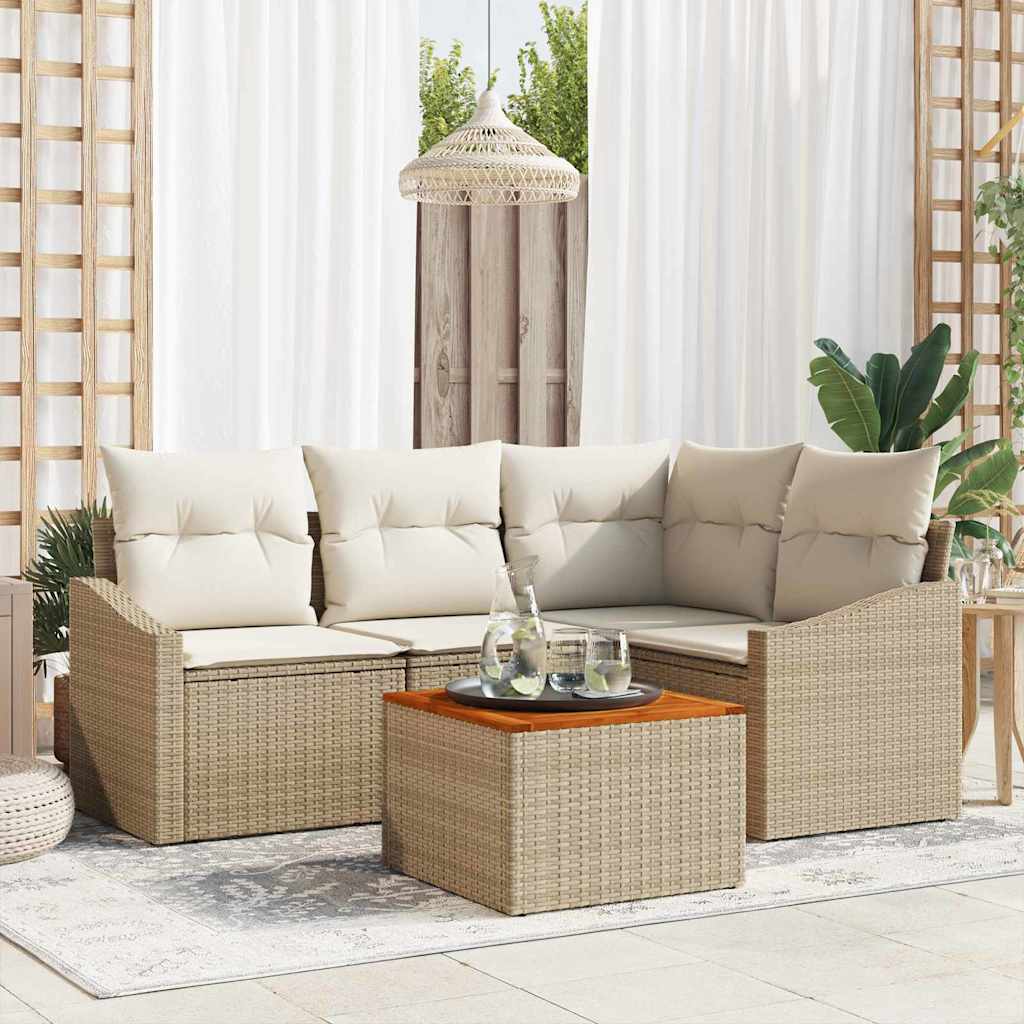 vidaXL Tuinbank Set met opslag 5 pcs Zwart en Crème poly rattan