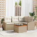 vidaXL Tuinbank Set met opslag 5 pcs Zwart en Crème poly rattan