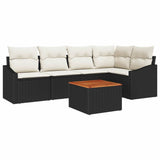 vidaXL Tuinbank Set met opslag 6 pcs Zwart en Crème poly rattan