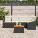 vidaXL Tuinbank Set met opslag 6 pcs Zwart en Crème poly rattan