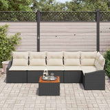 vidaXL Tuinbank Set met opslag 7 pcs Zwart en Crème poly rattan