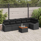 vidaXL Tuinbank Set met opslag 7 pcs Zwart en Crème poly rattan