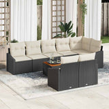 vidaXL Tuinbank Set met opslag 9 pcs Zwart en Crème poly rattan