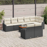 vidaXL Tuinbank Set met opslag 9 pcs Zwart en Crème poly rattan