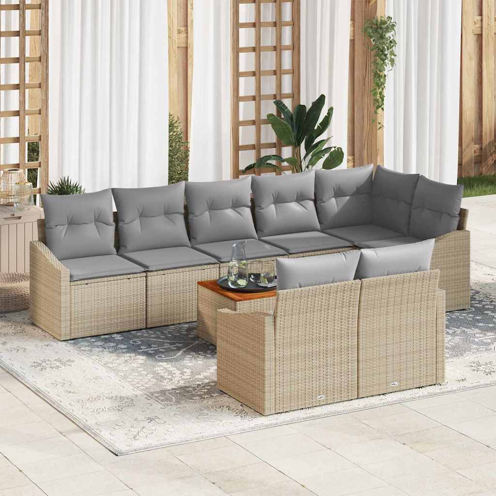 vidaXL Tuinbank Set met opslag 9 pcs Zwart en Crème poly rattan