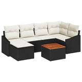 vidaXL Garden Sofa Set with Storage 7 pcs Black and Cream Poly Rattan