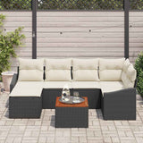 vidaXL Garden Sofa Set with Storage 7 pcs Black and Cream Poly Rattan