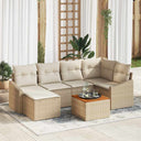 vidaXL Garden Sofa Set with Storage 7 pcs Black and Cream Poly Rattan