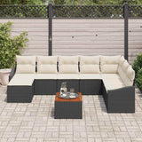vidaXL Tuinbank Set met opslag 9 pcs Zwart en Crème poly rattan