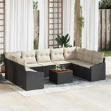 vidaXL Tuinbank Set met opslag 10 pcs Zwart en Crème poly rattan