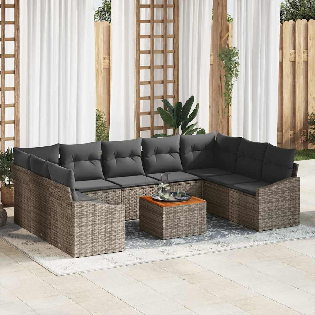 vidaXL Tuinbank Set met opslag 10 pcs Zwart en Crème poly rattan