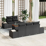 vidaXL Tuinbank Set met opslag 6 pcs Zwart en Crème poly rattan