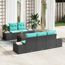 vidaXL Garden Bench Set 6 pcs Black and Turquoise poly rattan