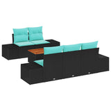 vidaXL Garden Bench Set 6 pcs Black and Turquoise poly rattan