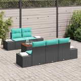 vidaXL Garden Bench Set 6 pcs Black and Turquoise poly rattan