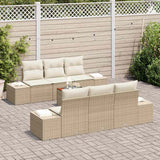 vidaXL Tuinbank Set met opslag 7 pcs Zwart en Crème poly rattan