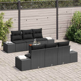 vidaXL Tuinbank Set met opslag 7 pcs Zwart en Crème poly rattan