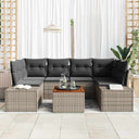 vidaXL 7-Piece Garden Lounge Set with Storage Black and Cream Poly Rattan