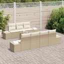 vidaXL Tuinbank Set met opslag 8 pcs Zwart en Crème poly rattan