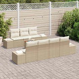 vidaXL Tuinbank Set met opslag 8 pcs Zwart en Crème poly rattan