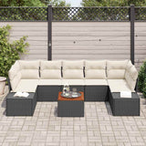 vidaXL Tuinbank Set met opslag 8 pcs Zwart en Crème poly rattan