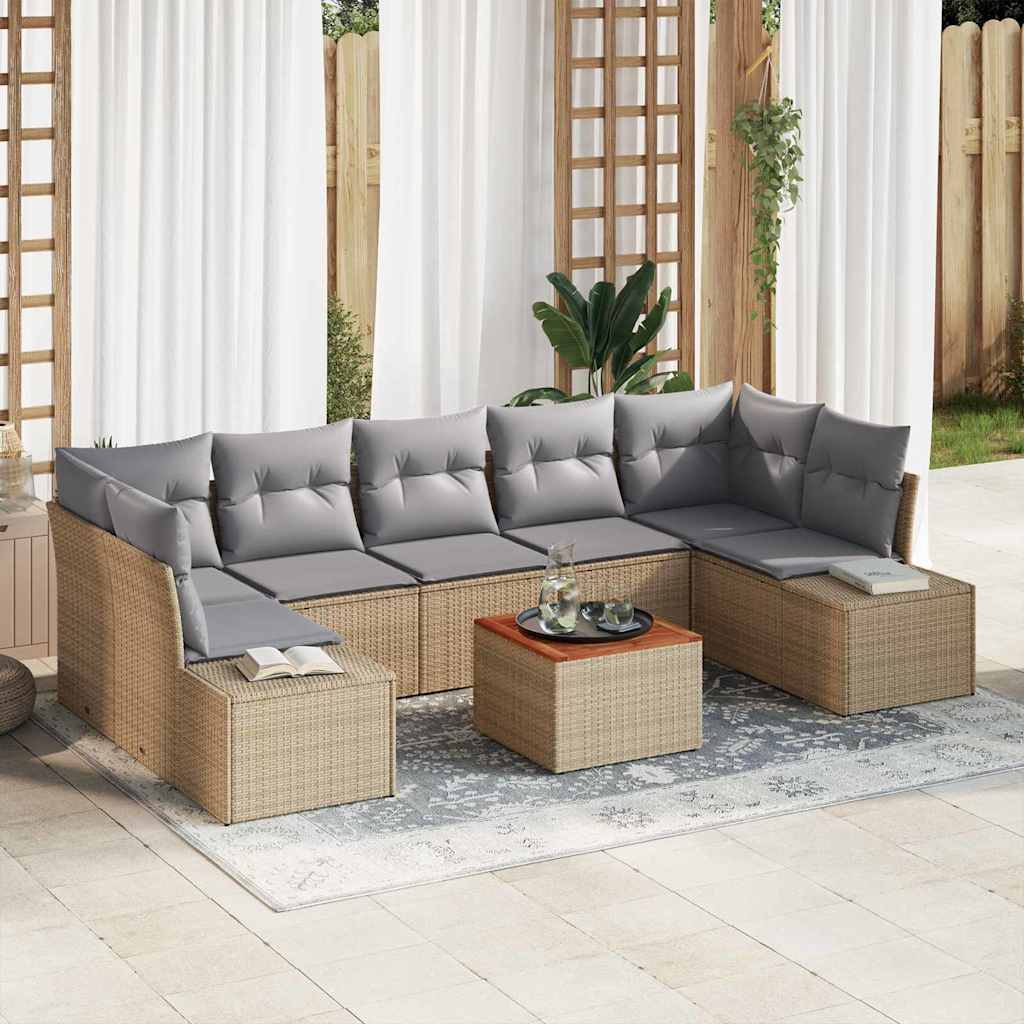 vidaXL Tuinbank Set met opslag 8 pcs Zwart en Crème poly rattan
