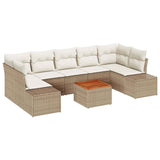 vidaXL Tuinbank Set met opslag 8 pcs Zwart en Crème poly rattan