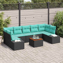 vidaXL Tuinbank Set 8 st Zwart en Turkoois poly rattan