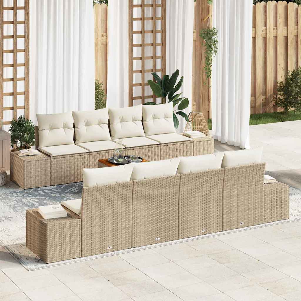vidaXL Garden Lounge Set with Storage 9 pcs Black and Cream poly rattan