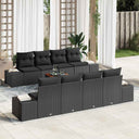 vidaXL Garden Lounge Set with Storage 9 pcs Black and Cream poly rattan