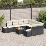 vidaXL Garden Sofa Set with Storage 9 pcs Black and Cream poly rattan