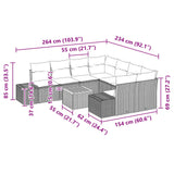 vidaXL Tuinbank Set 9 st Zwart en Turkoois poly rattan