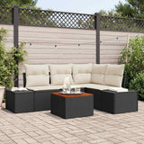 vidaXL Tuinbank Set met opslag 5 pcs Zwart en Crème poly rattan