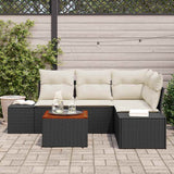 vidaXL Tuinbank Set met opslag 5 pcs Zwart en Crème poly rattan